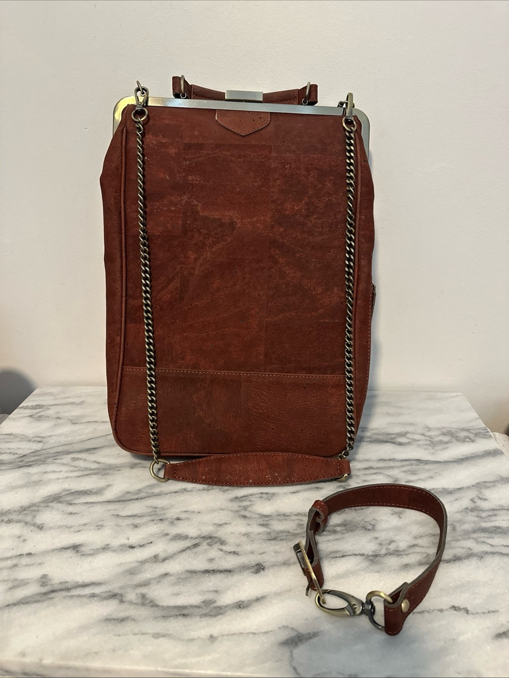 La Flore Paris bobobark Vegan Cork Skin Convertible Backpack crossbody